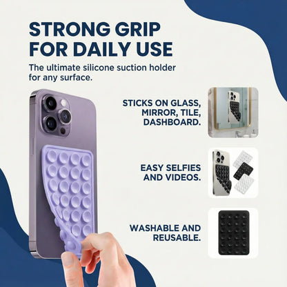 Suction Phone Holder Mount – Silicone Grip, Mix Colors – close-up