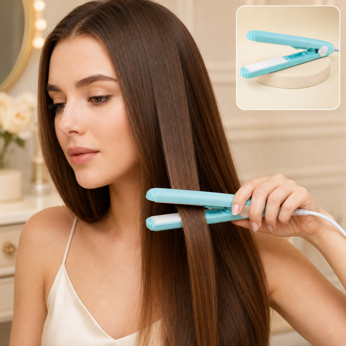 Mini Hair Styler – Ceramic Straightener & Curler