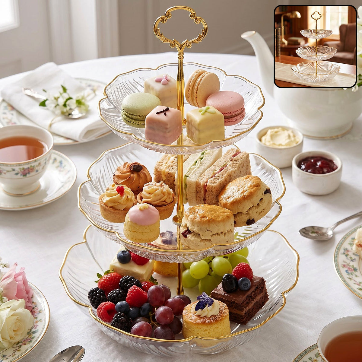 Three Layer Plastic Snack Serving Rack