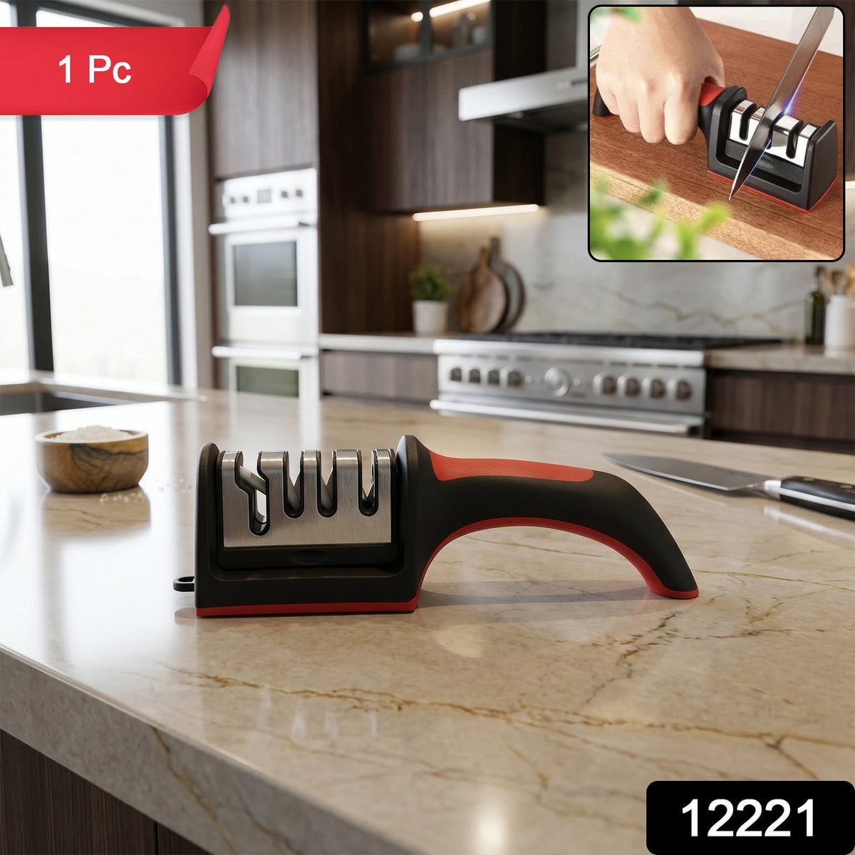 Manual Knife Sharpener – 4-Stage for Precise Blades – side view