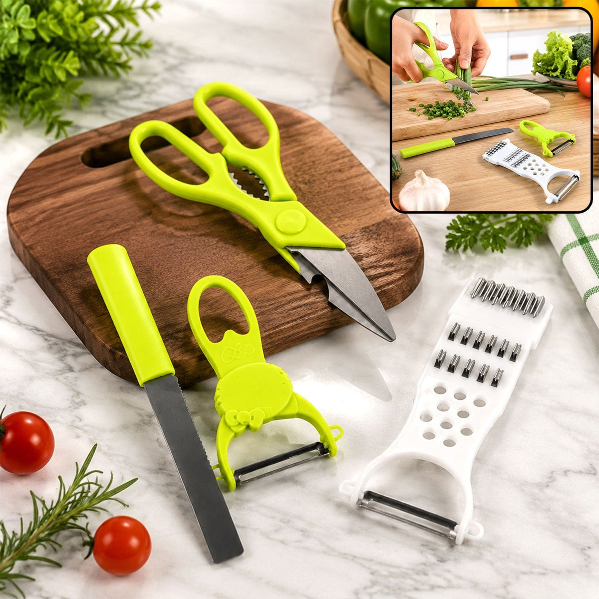 Kitchen Cutting set – 4-Piece Stainless Steel Multi-Tool Kit