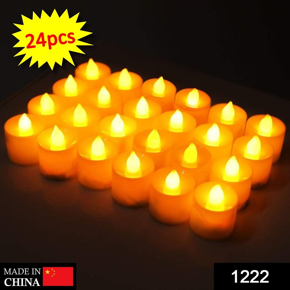 LED Tealight Candles – White 24 pcs for Diwali Decor – side view