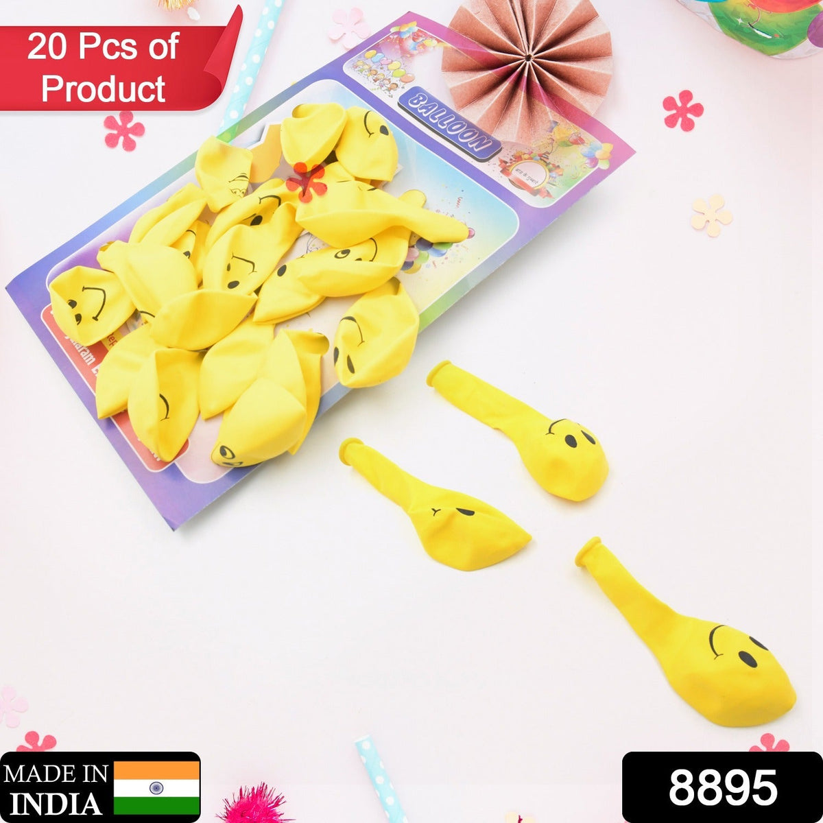 Smiley Balloons – 20 pcs Latex for Birthday Parties – side view