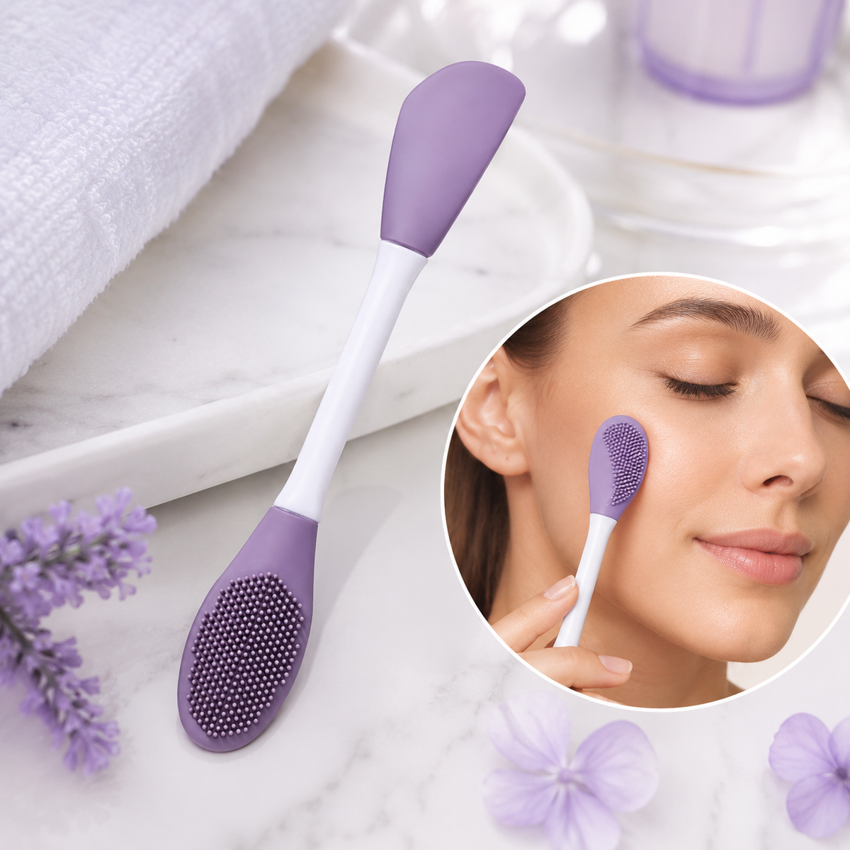 Double-Headed Silicone Mask Brush – Facial Cleansing