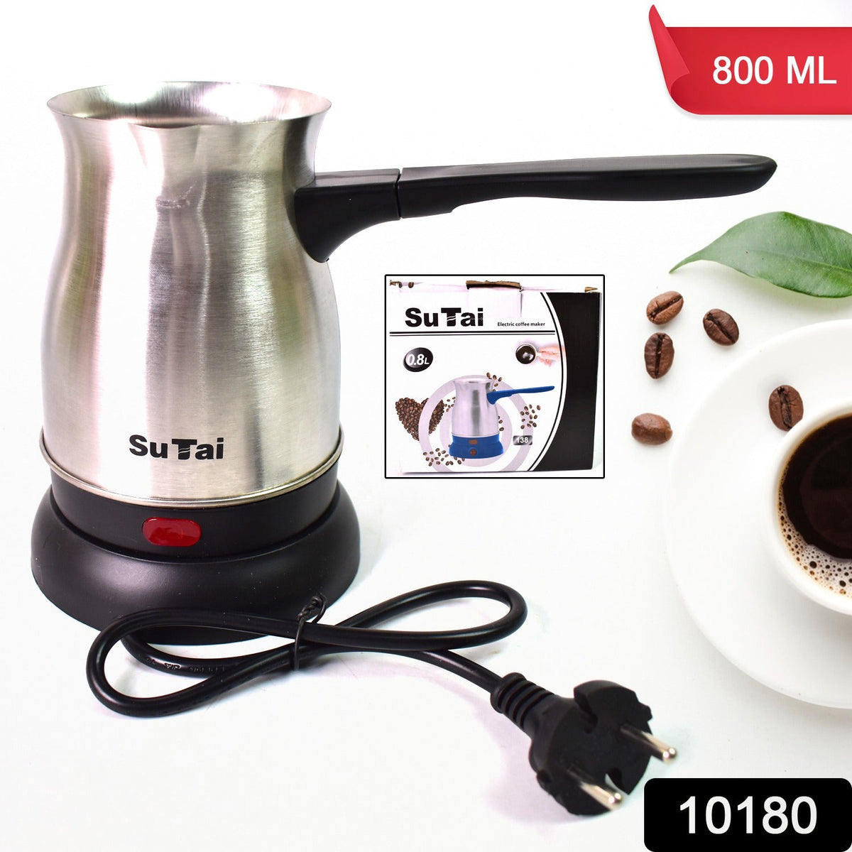 Electric Coffee Maker 800ml – Even Heating Kettle – side view