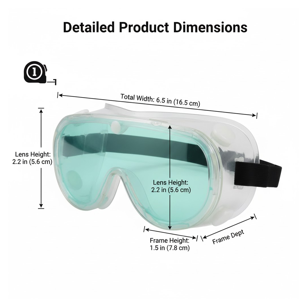 Eye Safety Goggles – Impact Resistant, Anti-Fog Lens – close-up