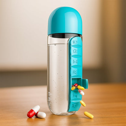 Pill Organizer Water Bottle 600ml – Travel Friendly