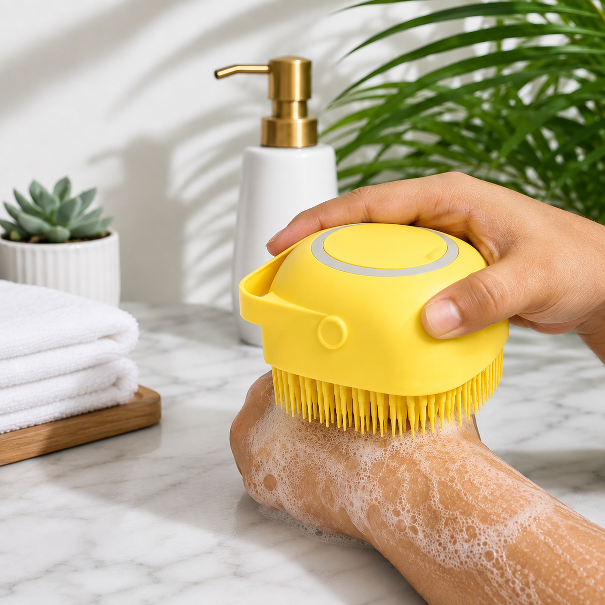 Silicone Bath Brush – Massage & Shampoo Dispenser for Shower
