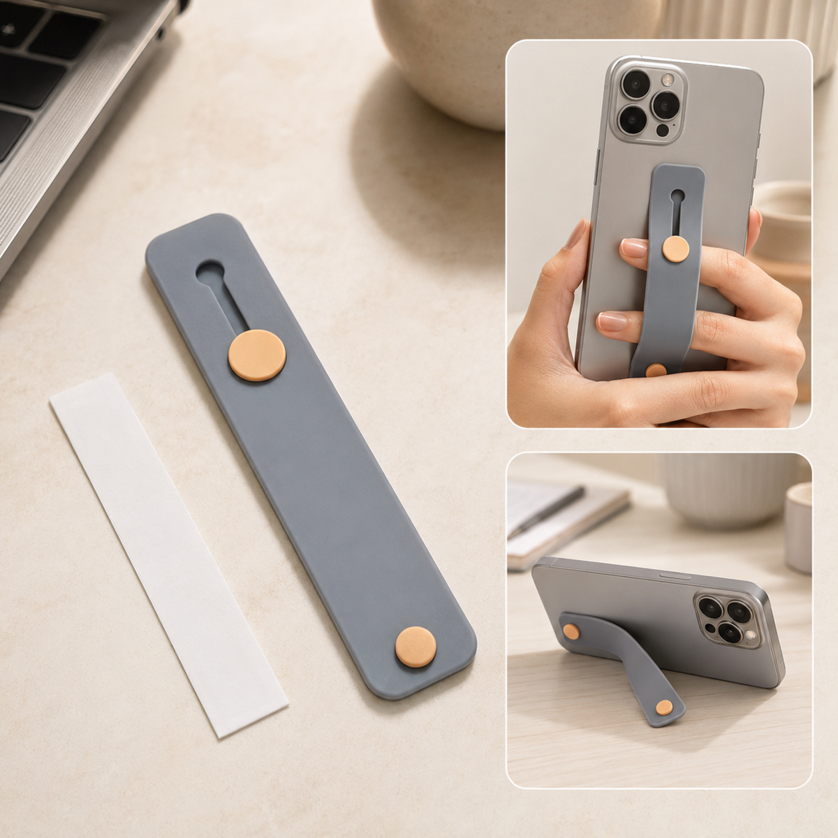 Phone Finger Holder – Secure Silicone Grip & Kickstand