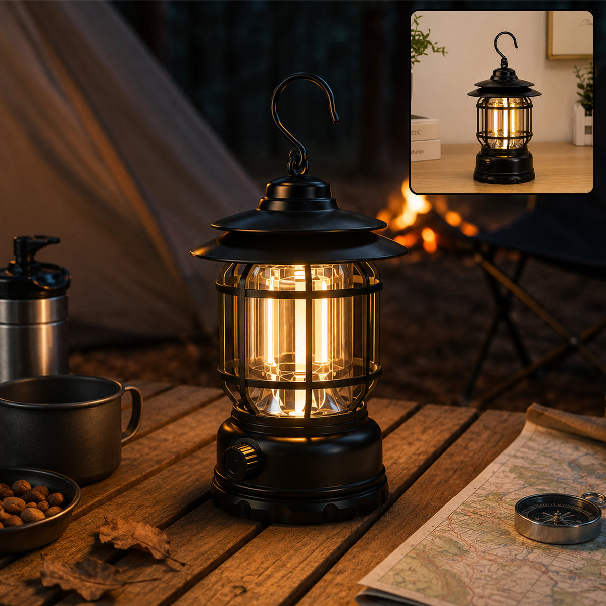 Rechargeable LED Camping Lantern – Retro Dimmable Light