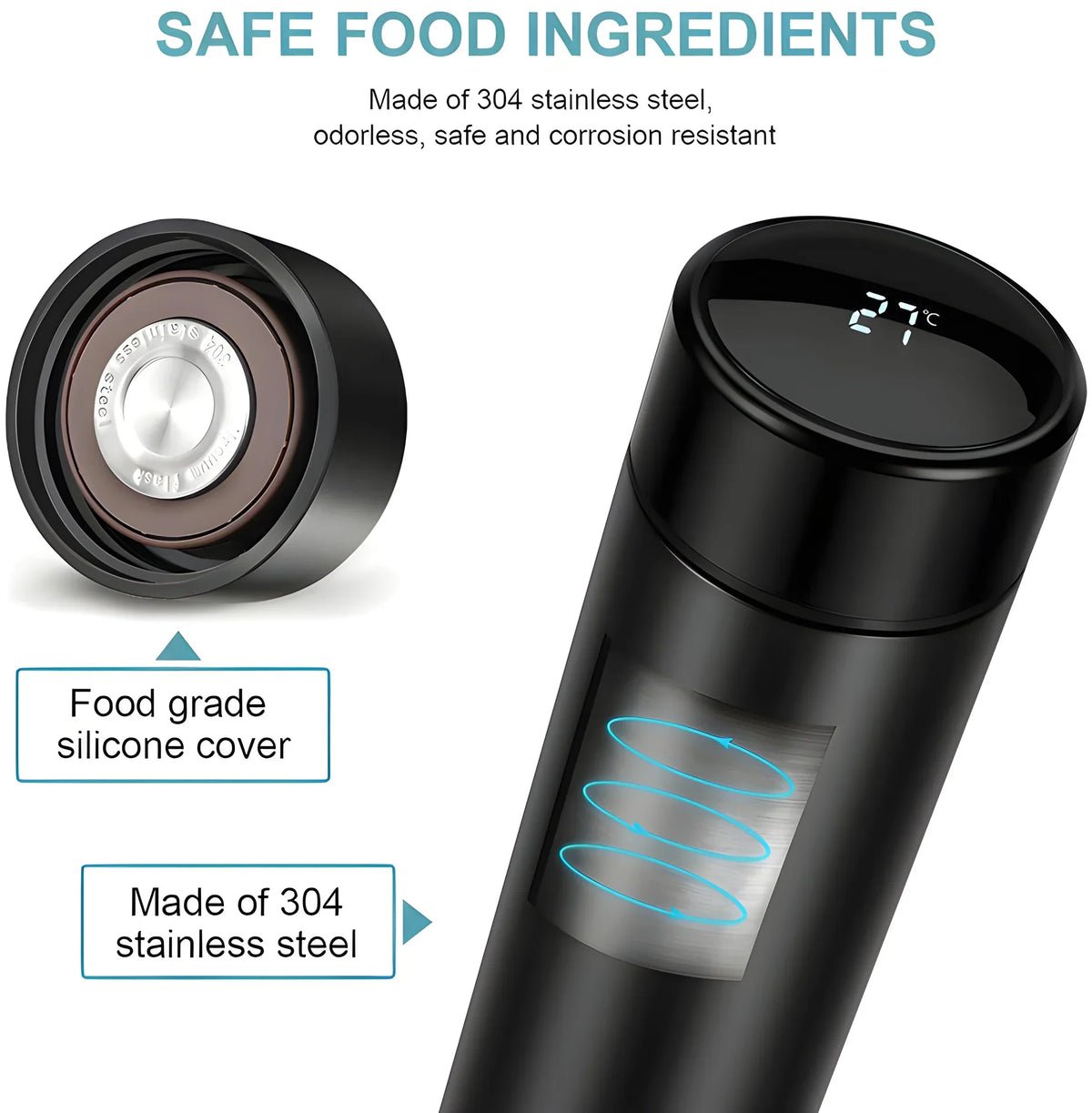 Smart Vacuum Insulated Water Bottle – LED Temperature – view 6
