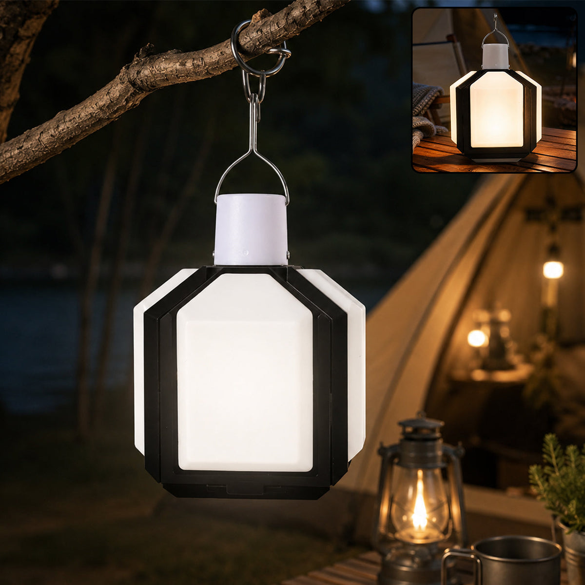 USB Rechargeable LED Camping Lantern – Foldable & Portable