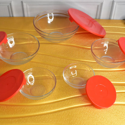 Glass Bowl set – 5 pcs Mixing & Storage with Lids – detail view
