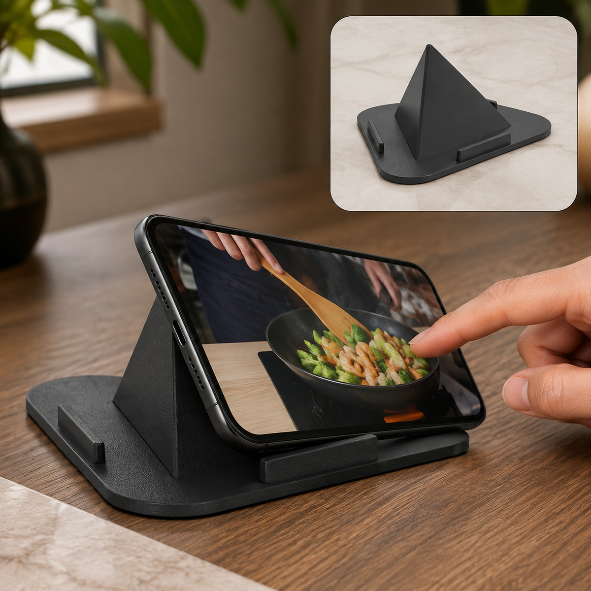 Black Pyramid Mobile Stand – 3 Adjustable Angles