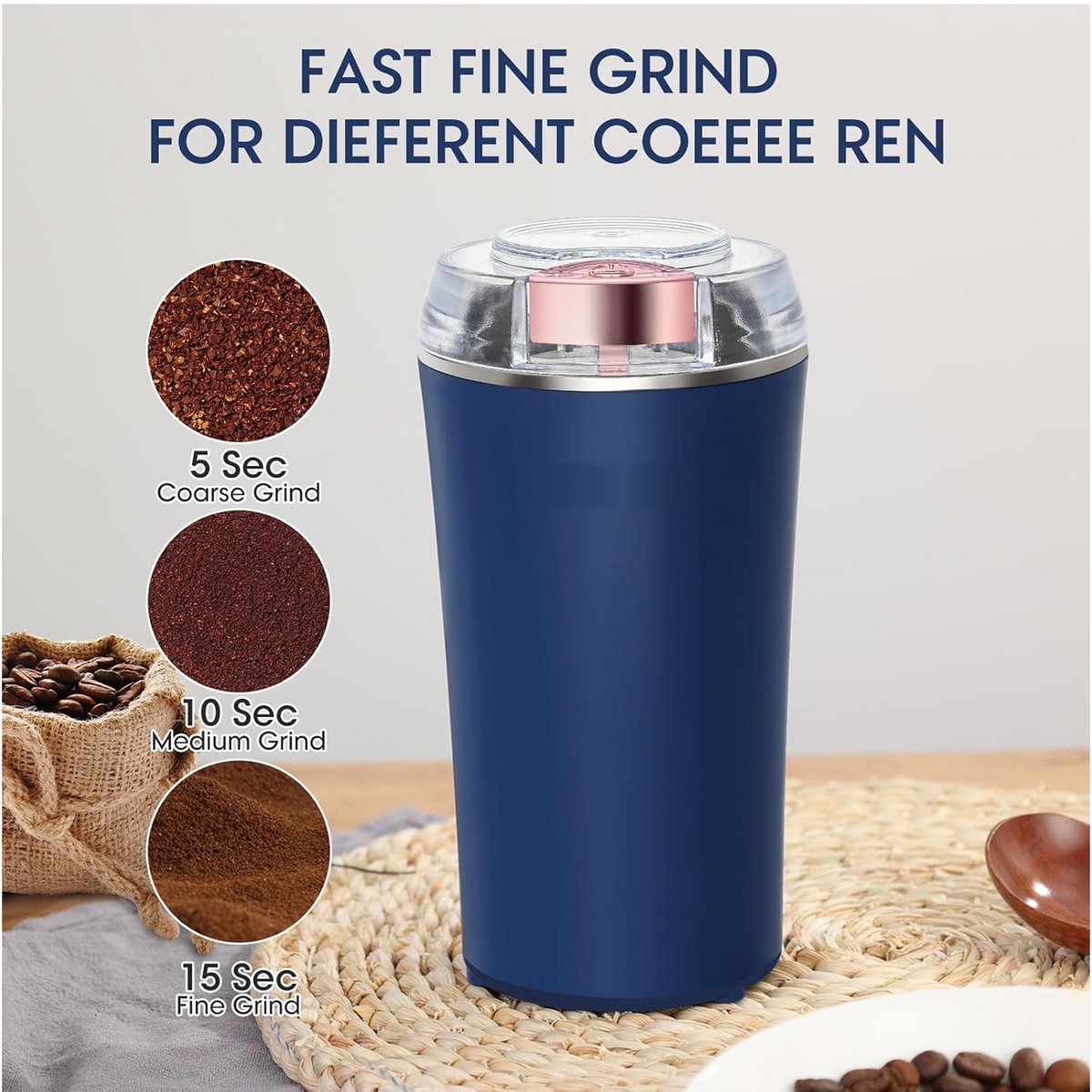 Coffee Grinder Blender – Portable 4-Blade Mini Mixer – view 6