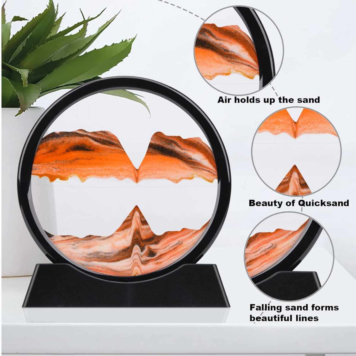Moving Sand Art – Round Liquid Motion Decor – detail view