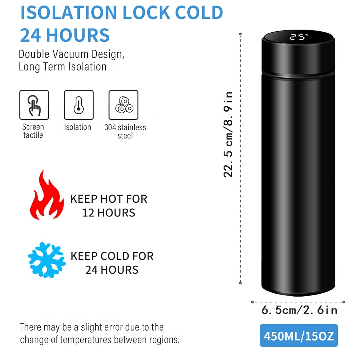 Smart Vacuum Insulated Water Bottle – LED Temperature – detail view
