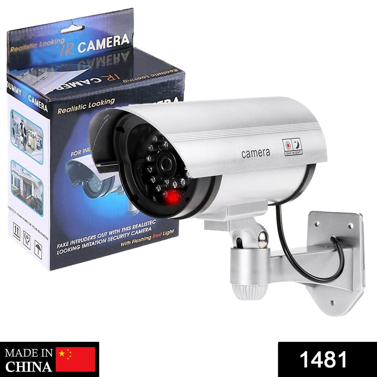Dummy Security Camera – Outdoor Fake CCTV with LED – side view