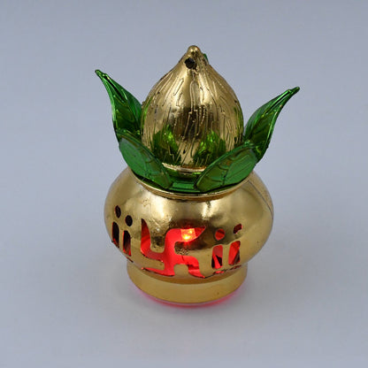 LED Kalash – Gold Plated, Multicolor Light for Pooja – view 6