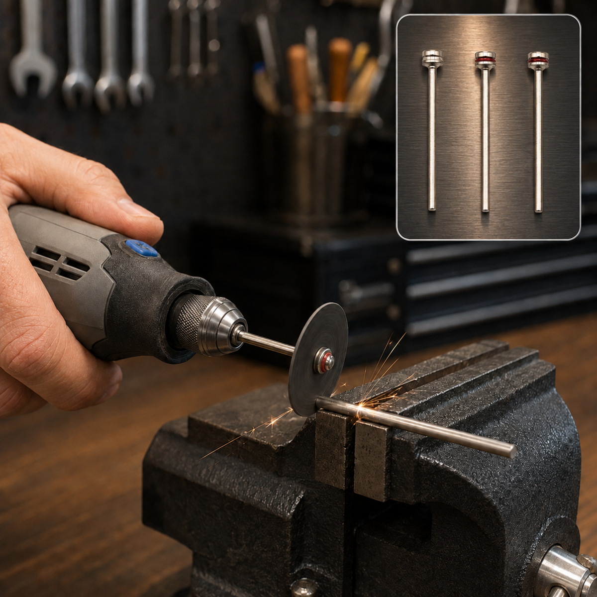 Cut-Off Wheel Mandrels – 3 pcs set for Rotary Tools & More