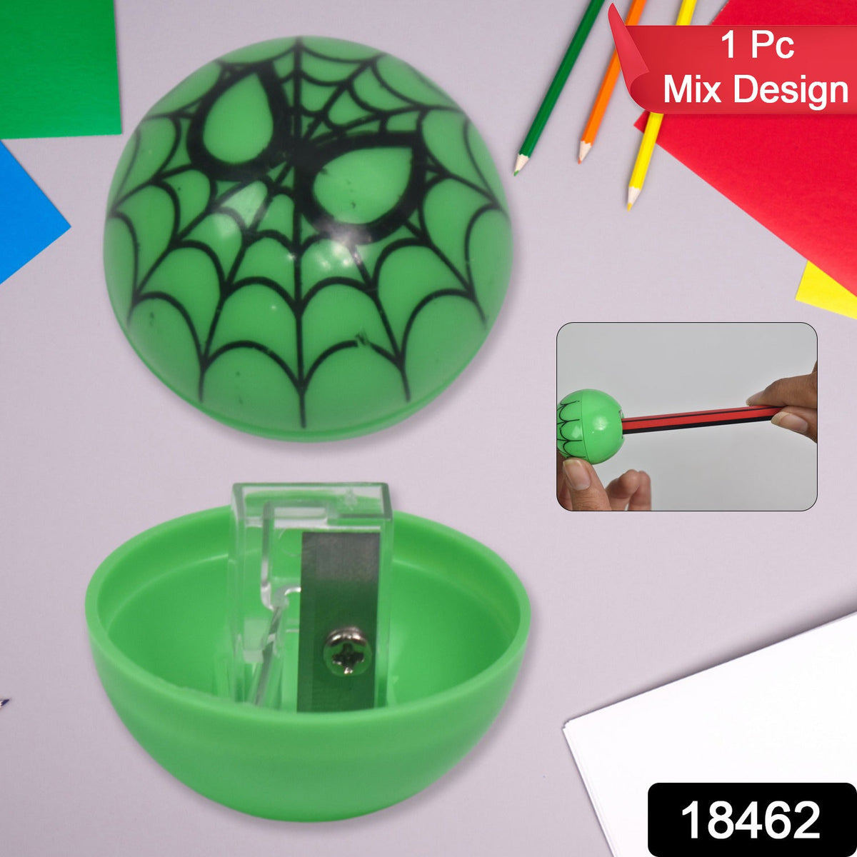 Kids Pencil Sharpener – Round Mix Design for School – side view