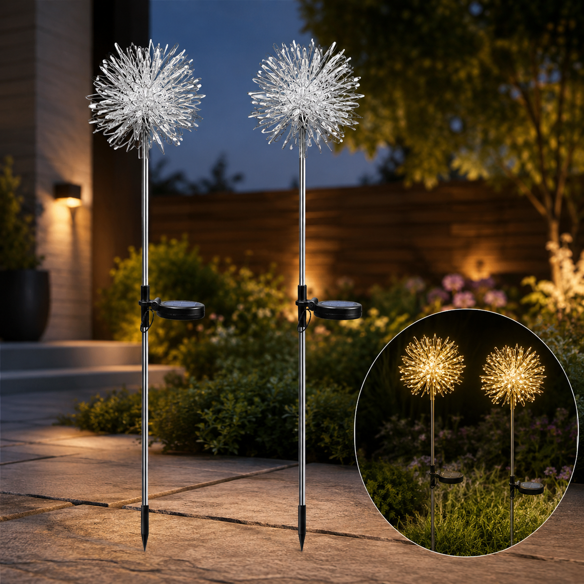 Solar Powered Dandelion Garden Lights – 2 pc Multicolor LEDs