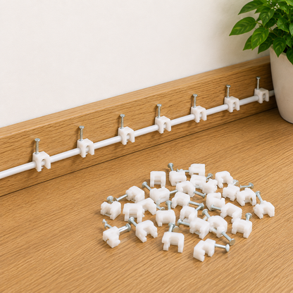 8mm Nail Cable Clips set – Durable Plastic Wire Holders