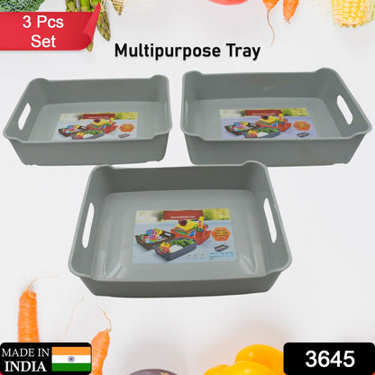 Plastic Storage Tray set of 3 – Multi-Purpose Organizer – side view