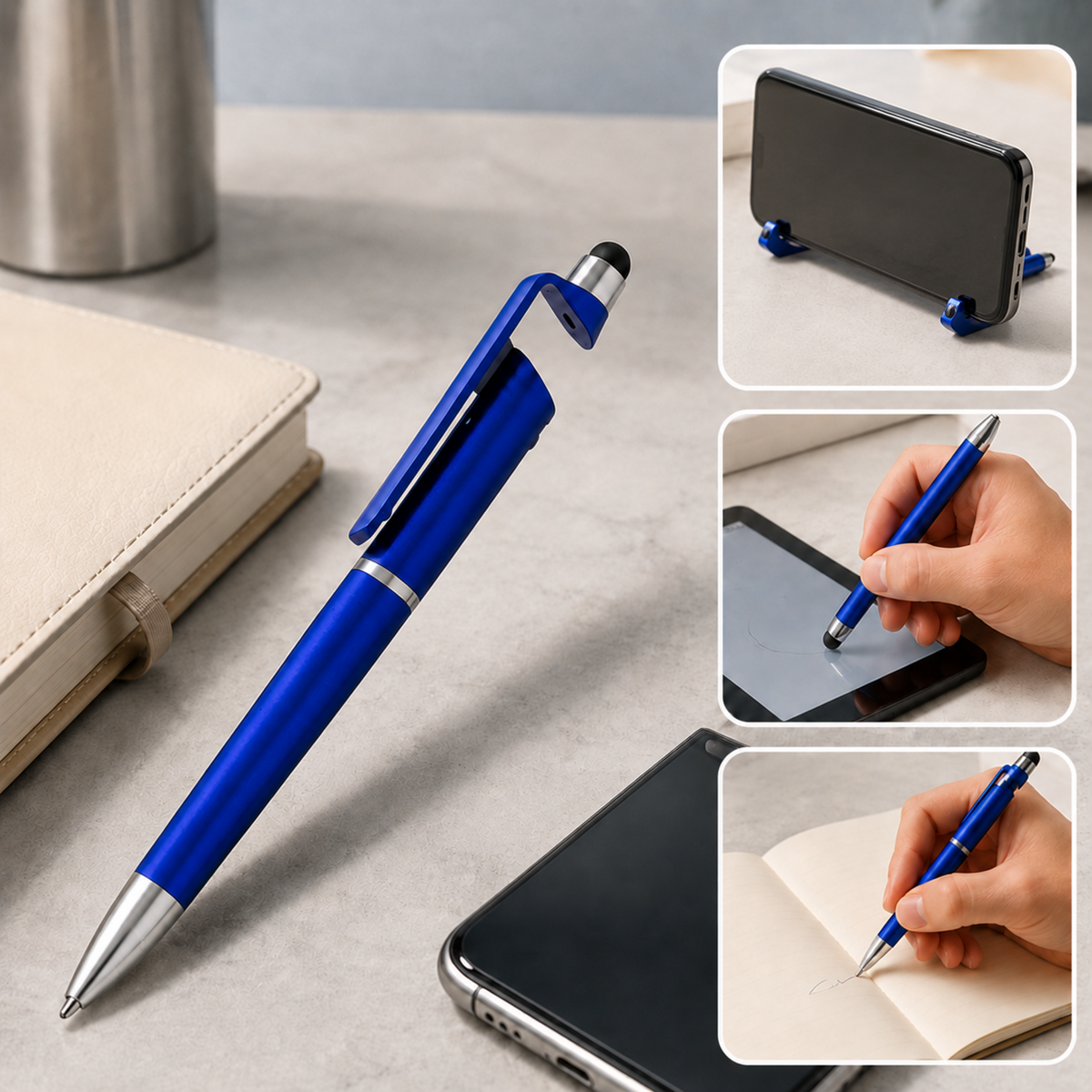 3-in-1 Stylus Pen – Mobile Stand, Ink Pen & Touchscreen