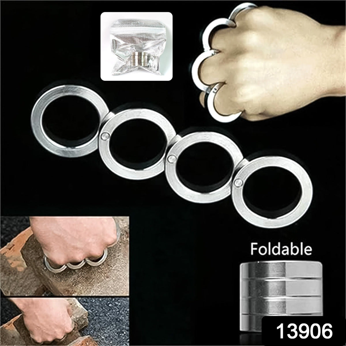 Fidget Ring – Portable 4-Finger Rotating Stainless Steel – side view