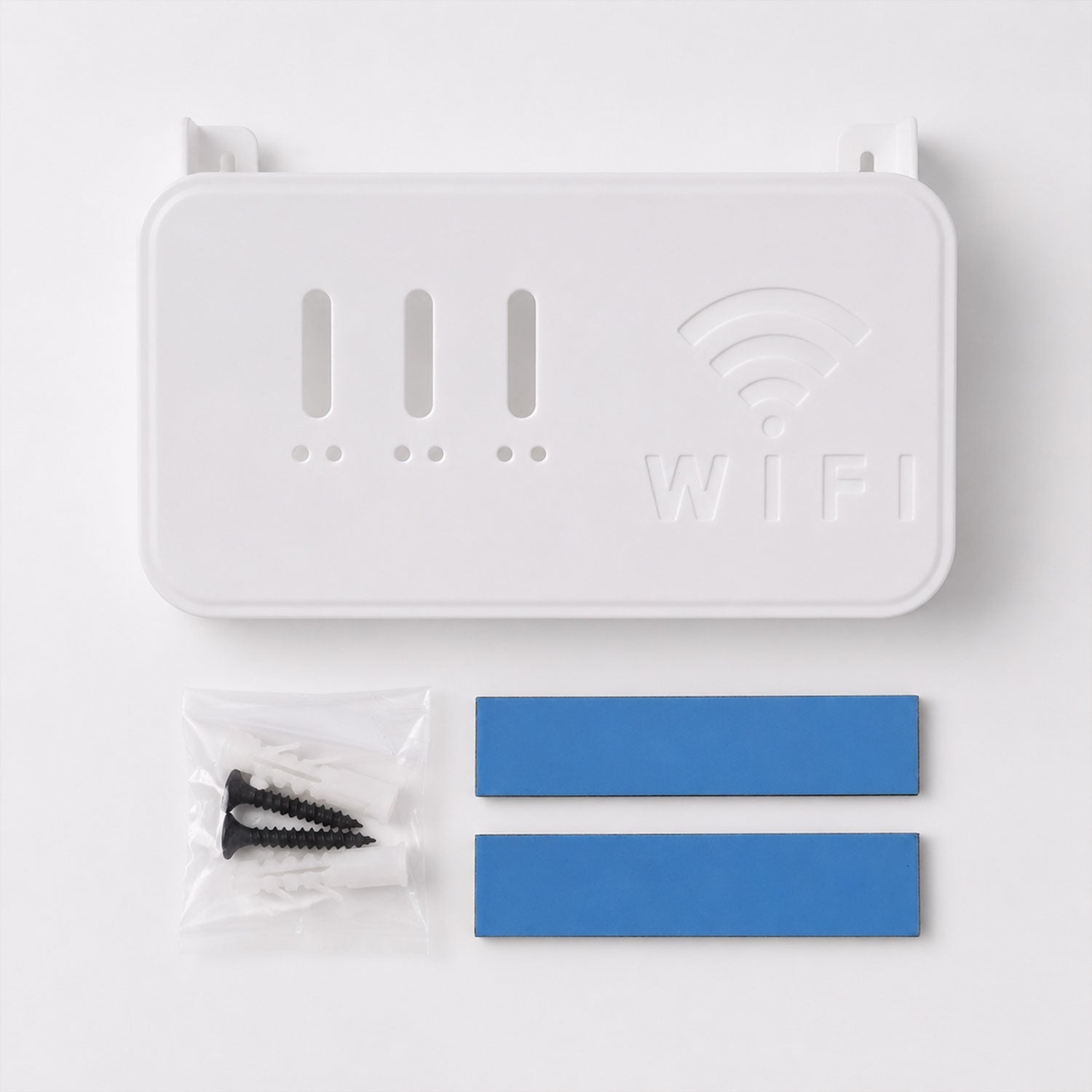 White WiFi router holder with open ventilation