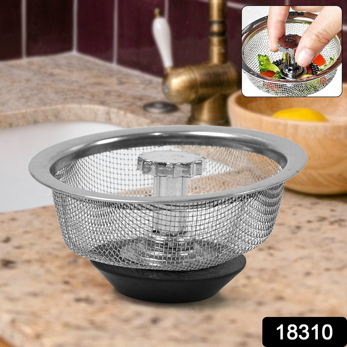 Stainless Steel Sink Strainer – Adjustable Stopper – side view