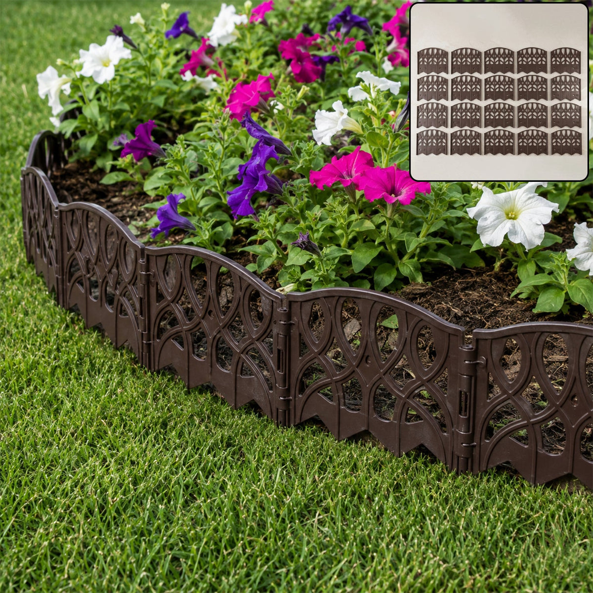 Decorative Plastic Garden Fence Border set for Lawn, Yard