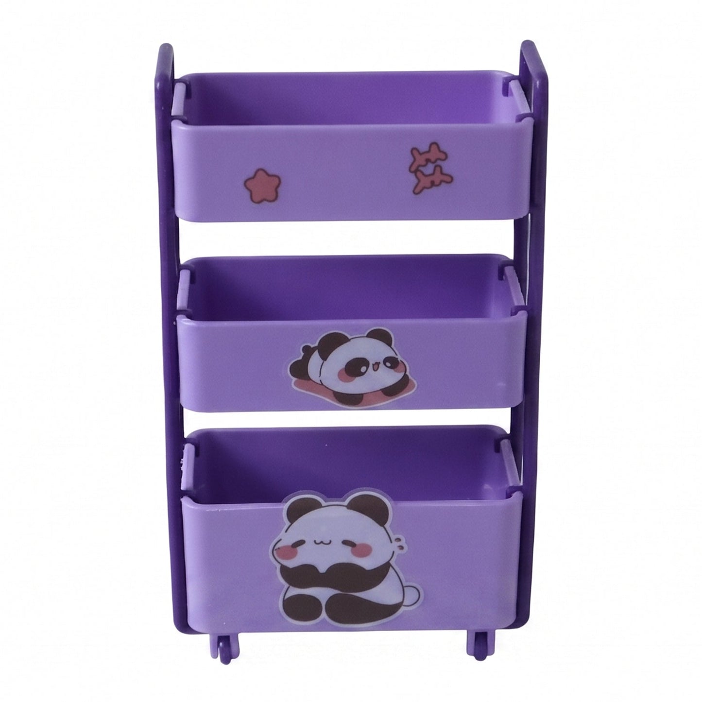 Front view of the purple mini storage trolley on a white background.