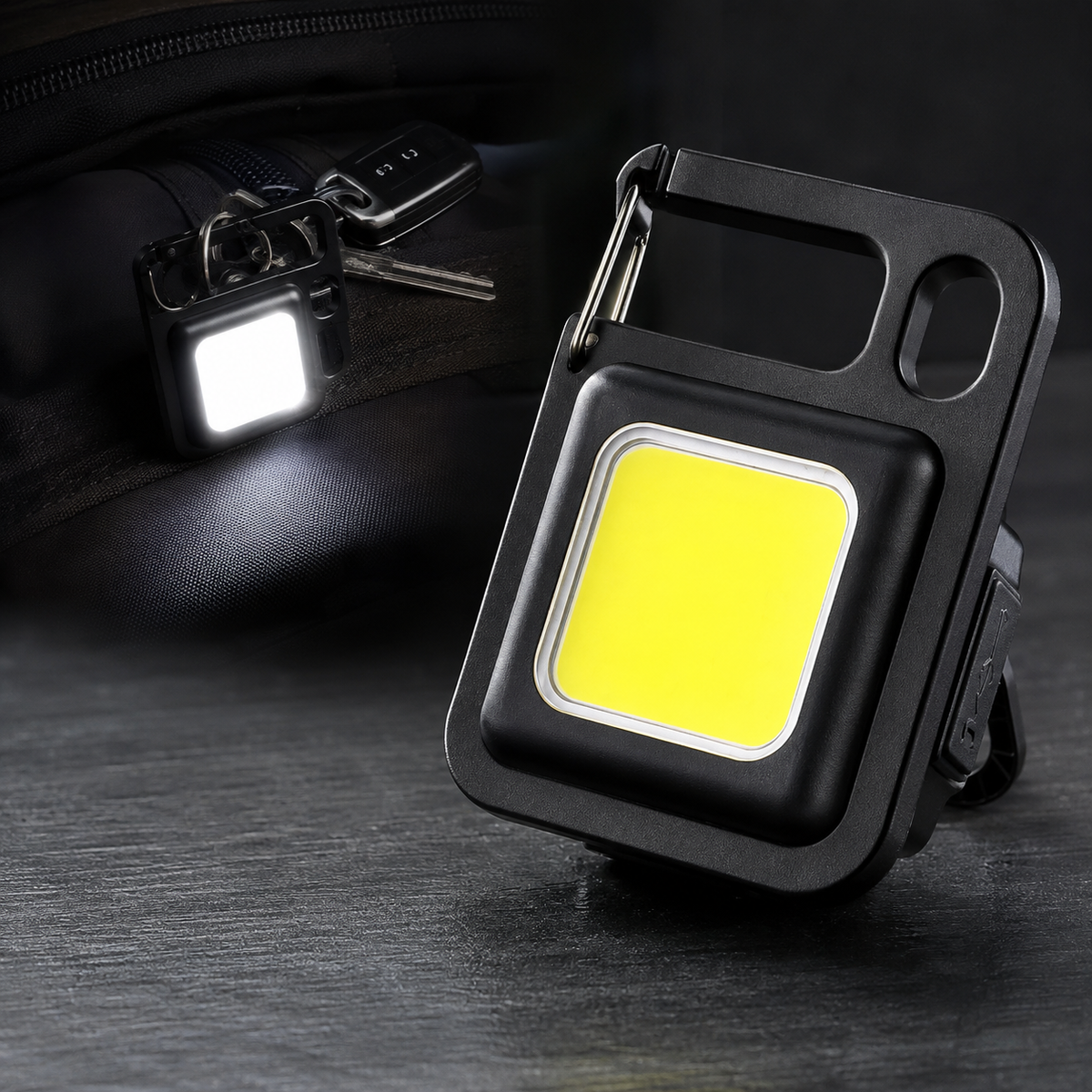 Keychain Flashlight – LED, Folding Bracket & Bottle Opener