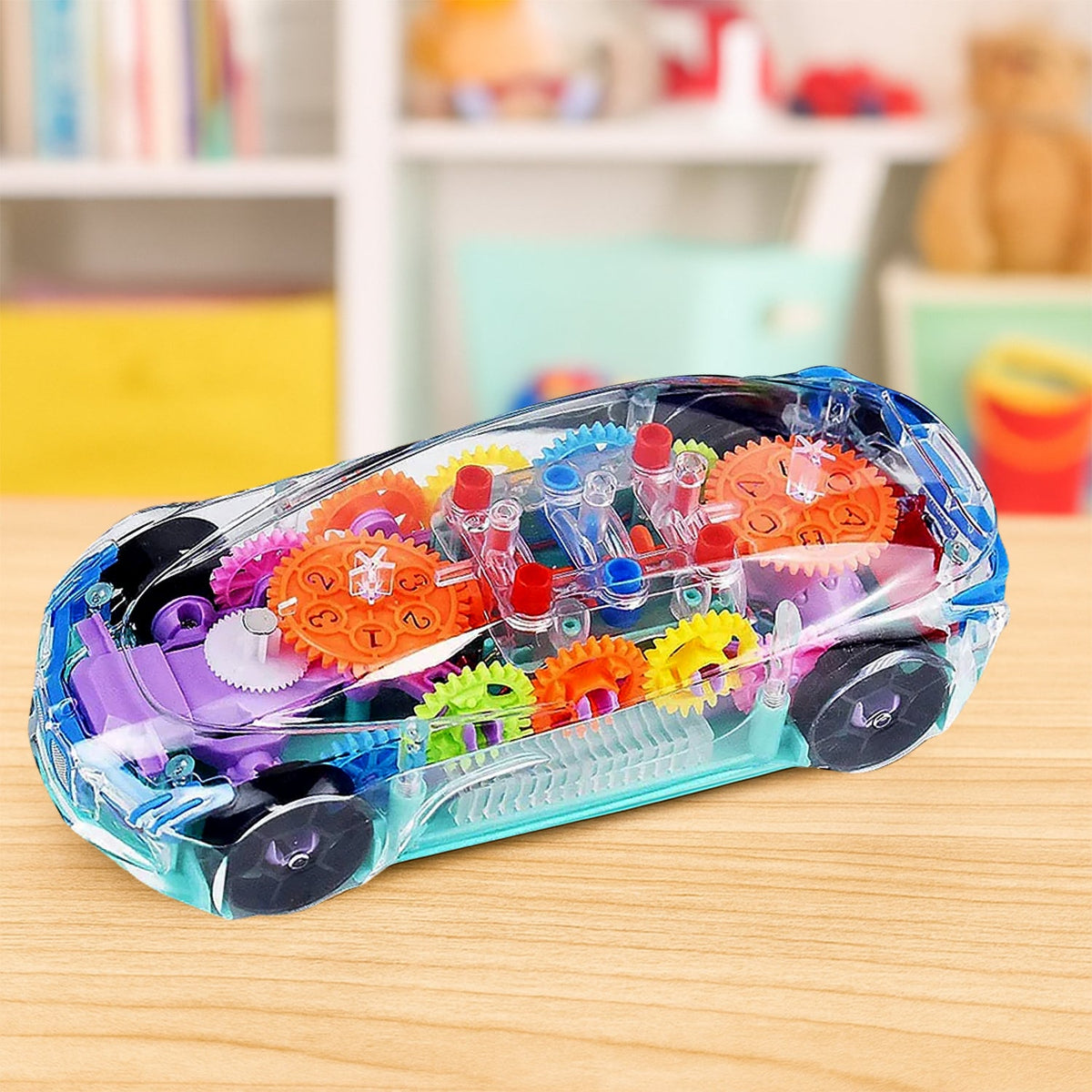 Gear Car Toy – Transparent, Musical & 3D Lights for Kids
