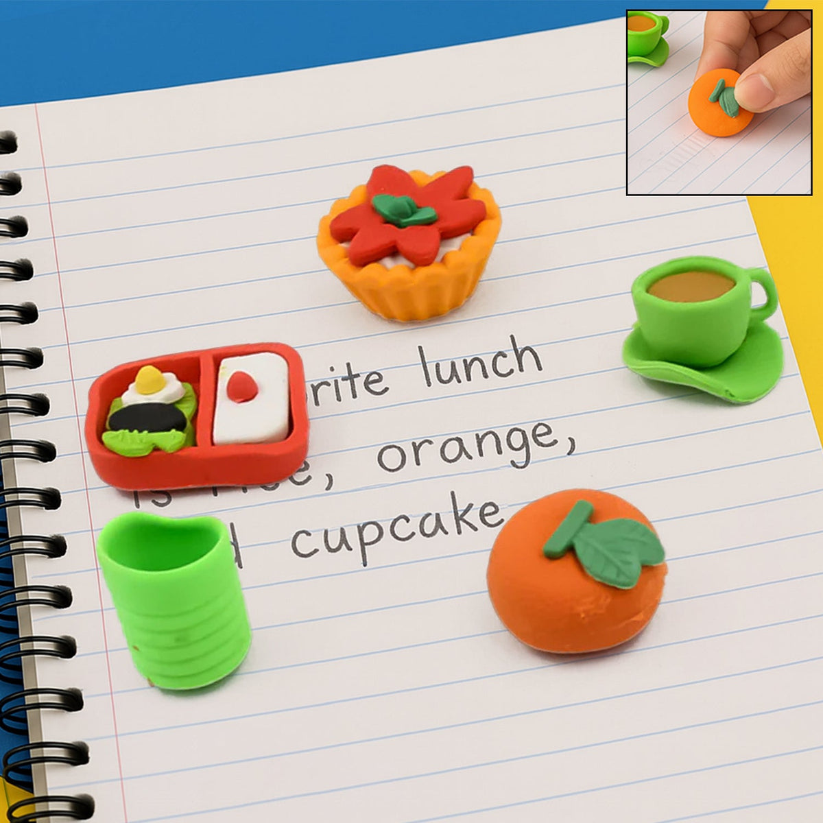 3D Erasers for Kids – Fun & Colorful Novelty set – close-up