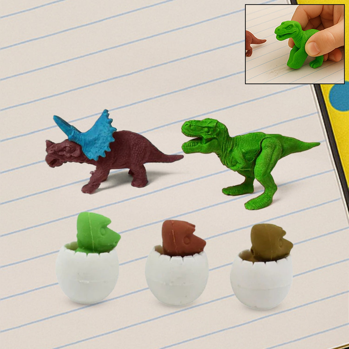 Dinosaur Puzzle Erasers – 5-Pc Kids Fun Stationery set