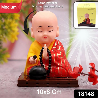 Solar Buddha Statue – Moving Head & Hand Decor – side view