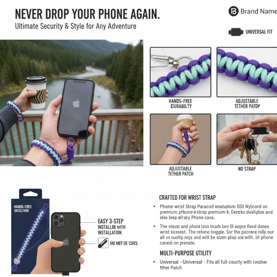 Phone Wrist Strap – Adjustable Multipurpose Lanyard – alternate view