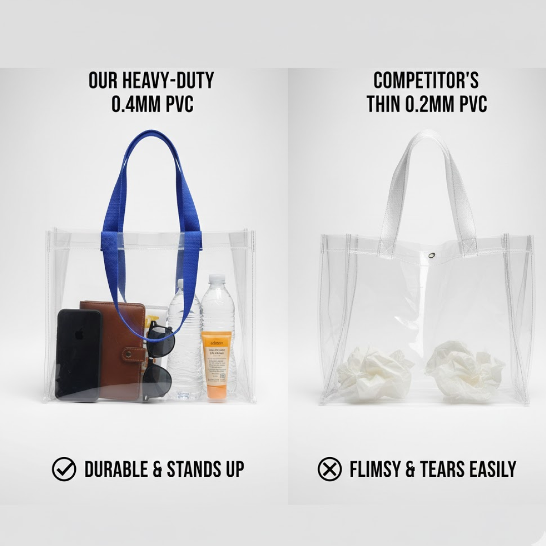 Transparent Gift Bag – Large Reusable Carrier – detail view