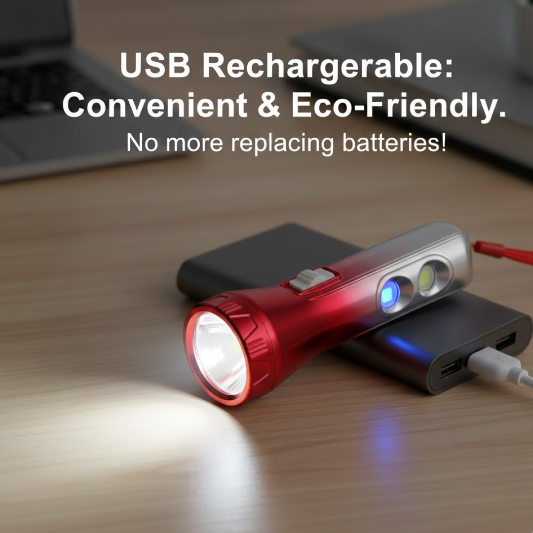 LED Torchlight – USB Rechargeable & Multi-functional – close-up