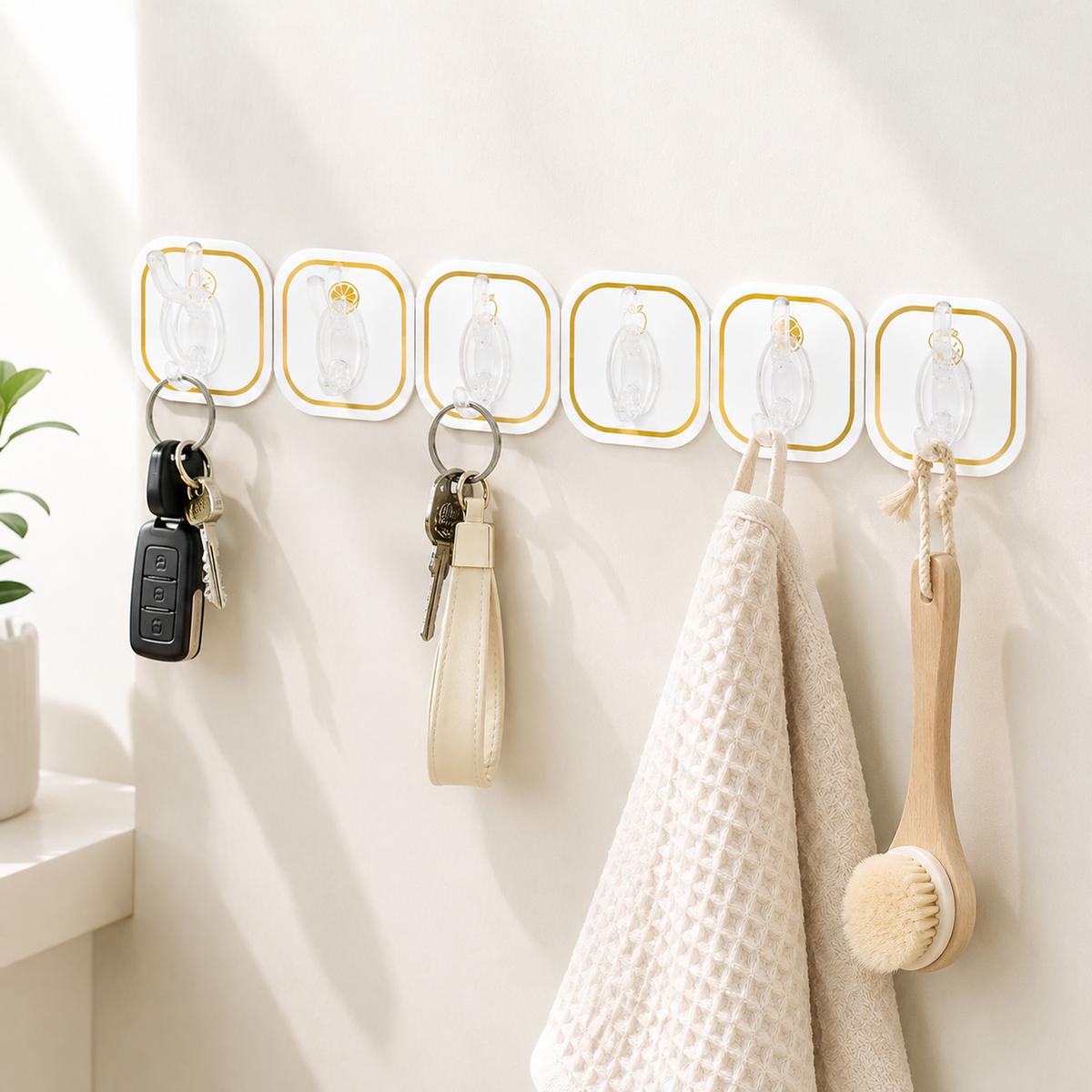 Transparent Adhesive Hooks (6 Pcs) – Strong & Reusable