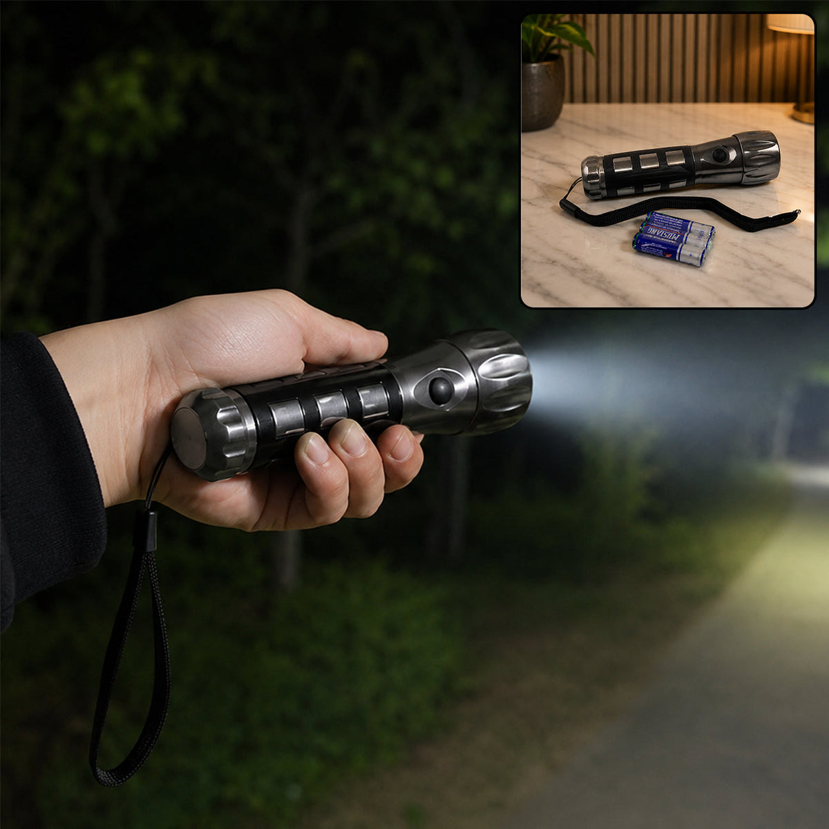 LED Hand Torch – Aluminium, Rubber Grip