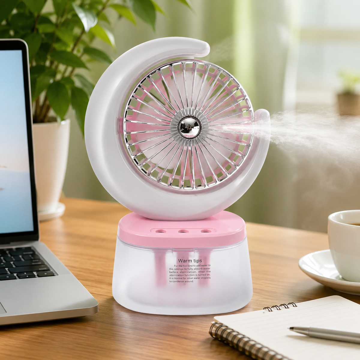 Portable Humidifying Fan – LED Light & USB
