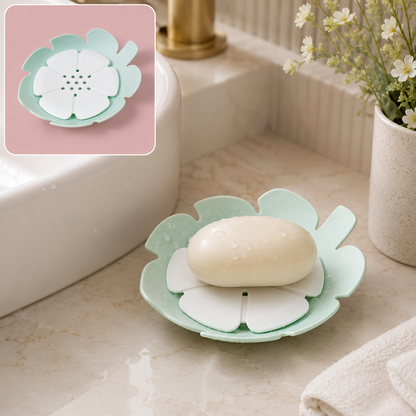 Plastic Soap Dish – Self-Draining Floral Design
