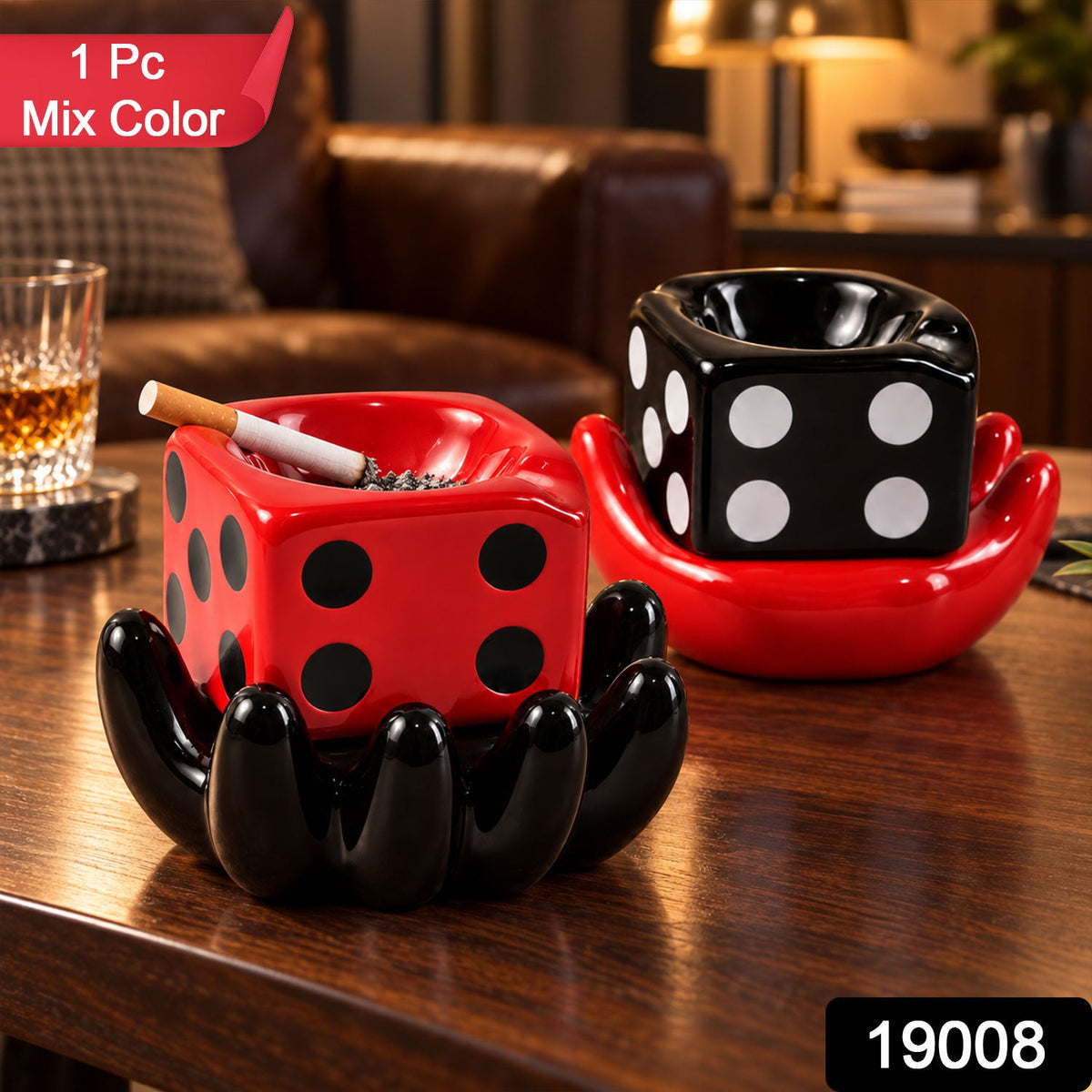 Ceramic Ashtray – Colourful Retro Smoking Accessory (1 Pc – side view