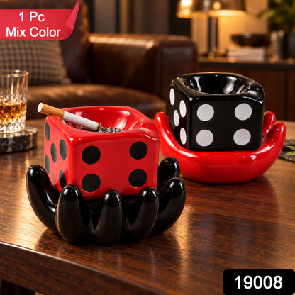 Ceramic Ashtray – Colourful Retro Smoking Accessory (1 Pc – side view