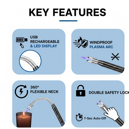 USB Rechargeable Electric Arc Lighter – Flexible, Windproof – side view