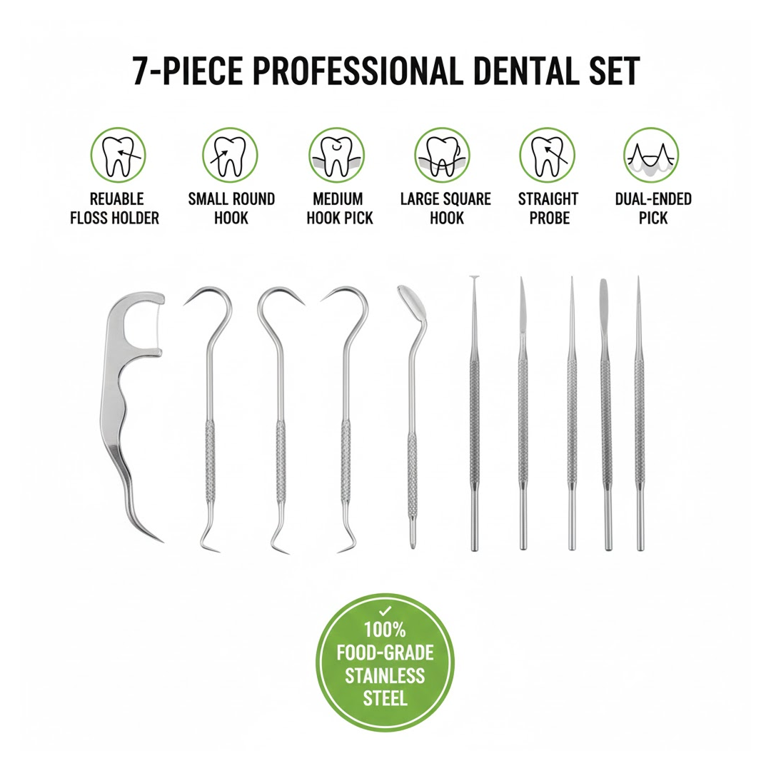 Stainless Steel Toothpick set – 7-in-1 Portable Dental Kit – alternate view